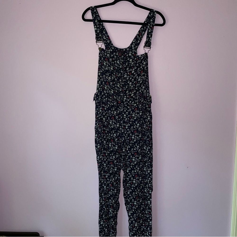 Imaginary Voyage S Overalls Rayon Knit Boho Floral Pants Jumpsuit Pockets